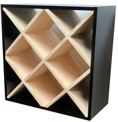 Diamond Cube 30 Bottles Wine Rack - Natural Pine-Rich Black-Mahogany-Interior Natural Pine-Interior Rich Black- Cellar Wall- 19948630