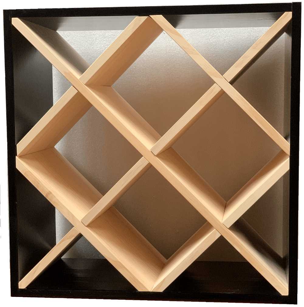 Diamond Cube 30 Bottles Wine Rack - Natural Pine-Rich Black-Mahogany-Interior Natural Pine-Interior Rich Black- Cellar Wall- 94905360