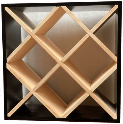 Diamond Cube 30 Bottles Wine Rack - Natural Pine-Rich Black-Mahogany-Interior Natural Pine-Interior Rich Black- Cellar Wall- 94905360