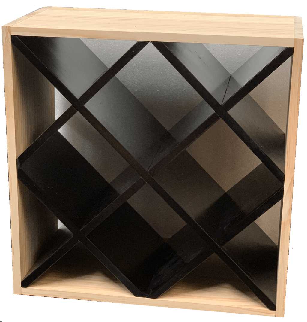 Diamond Cube 30 Bottles Wine Rack - Natural Pine-Rich Black-Mahogany-Interior Natural Pine-Interior Rich Black- Cellar Wall- 22026813