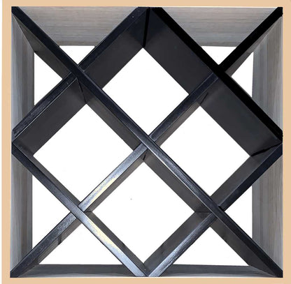 Diamond Cube 30 Bottles Wine Rack - Natural Pine-Rich Black-Mahogany-Interior Natural Pine-Interior Rich Black- Cellar Wall- 71875327