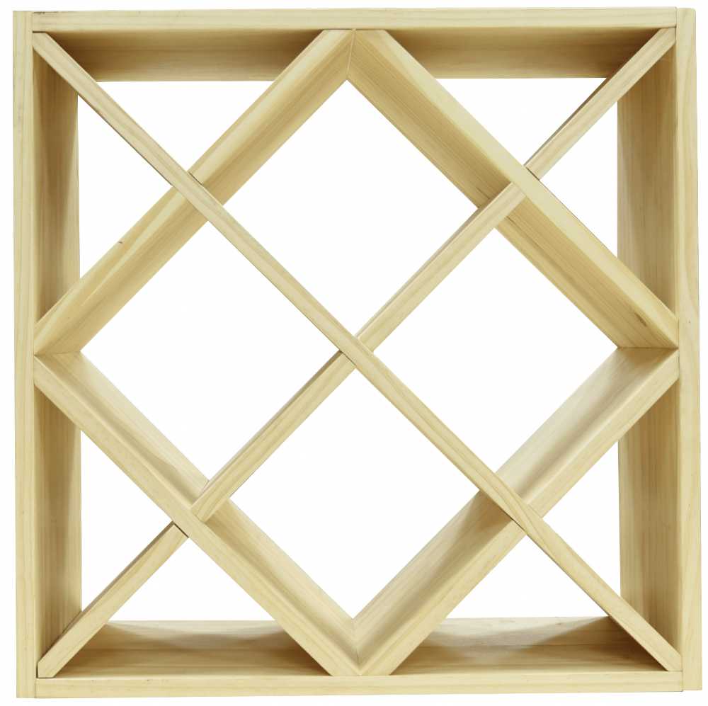 Diamond Cube 30 Bottles Wine Rack - Natural Pine-Rich Black-Mahogany-Interior Natural Pine-Interior Rich Black- Cellar Wall- 89922068