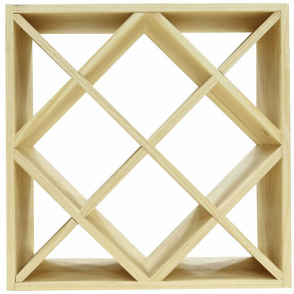 Diamond Cube 30 Bottles Wine Rack - Natural Pine-Rich Black-Mahogany-Interior Natural Pine-Interior Rich Black- Cellar Wall- 89922068