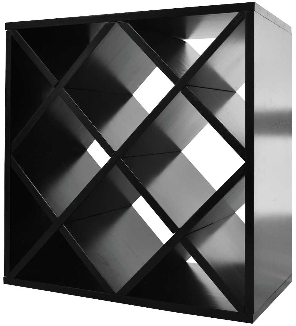 Diamond Cube 30 Bottles Wine Rack - Natural Pine-Rich Black-Mahogany-Interior Natural Pine-Interior Rich Black- Cellar Wall- 35136205