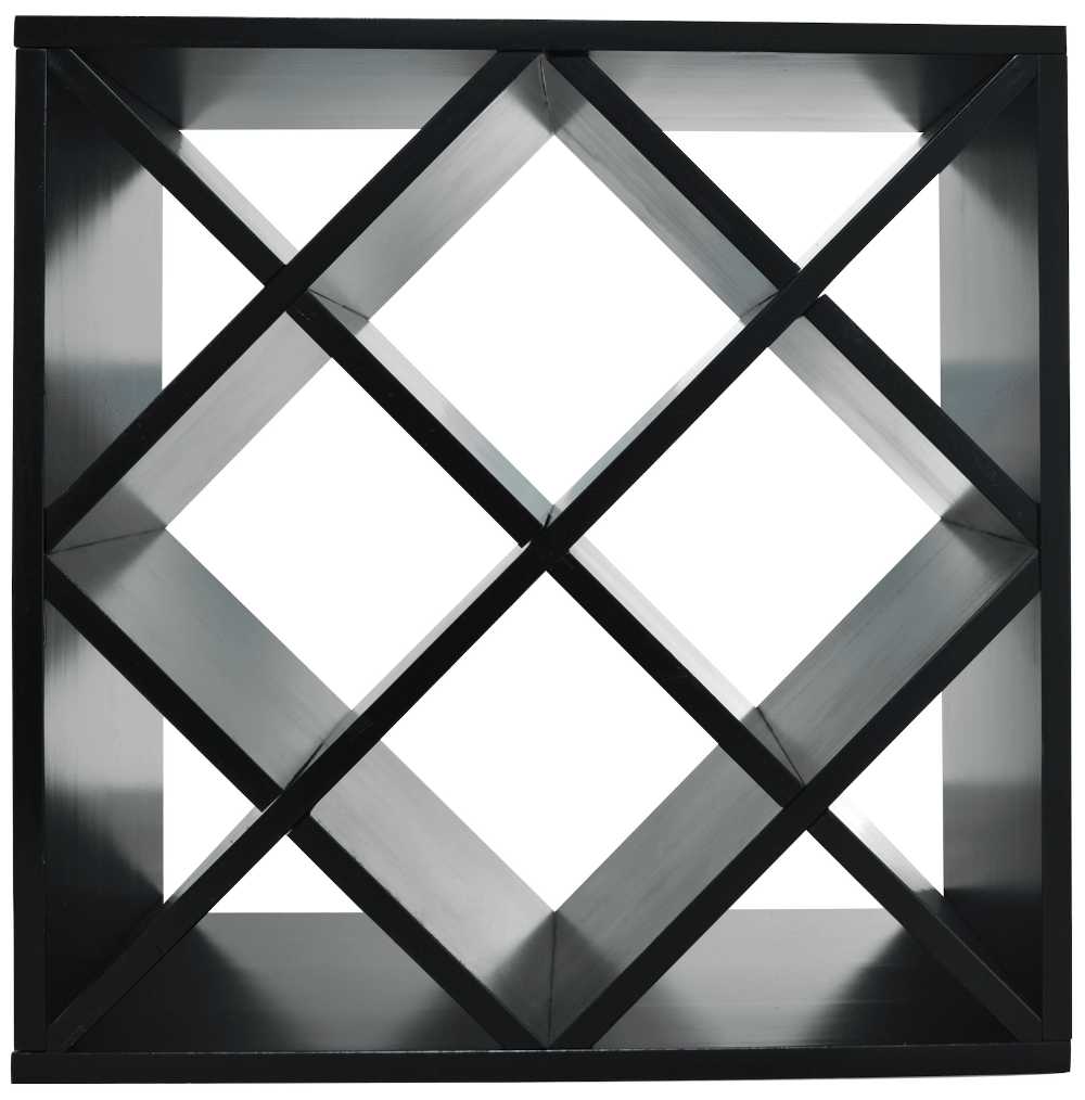 Diamond Cube 30 Bottles Wine Rack - Natural Pine-Rich Black-Mahogany-Interior Natural Pine-Interior Rich Black- Cellar Wall- 92927102