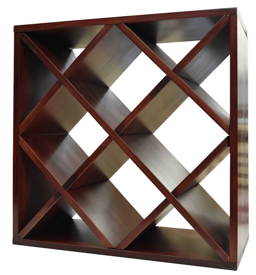 Diamond Cube 30 Bottles Wine Rack - Natural Pine-Rich Black-Mahogany-Interior Natural Pine-Interior Rich Black- Cellar Wall- 24528713