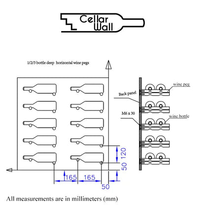 Double Bottle Wine Peg - Silver-Black-Gold-Rose Gold- Cellar Wall- 96875499