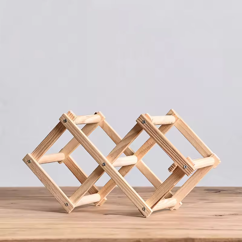 Foldable Grid Wooden Wine Holder - Natural / 3 Grids-Natural / 5 Grids-Natural / 6 Grids-Natural / 10 Grids-Brown / 3 Grids- Cellar Wall- 18187922