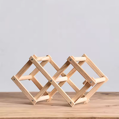 Foldable Grid Wooden Wine Holder - Natural / 3 Grids-Natural / 5 Grids-Natural / 6 Grids-Natural / 10 Grids-Brown / 3 Grids- Cellar Wall- 18187922