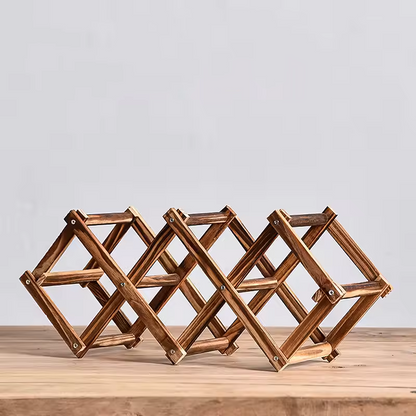 Foldable Grid Wooden Wine Holder - Natural / 3 Grids-Natural / 5 Grids-Natural / 6 Grids-Natural / 10 Grids-Brown / 3 Grids- Cellar Wall- 14035542