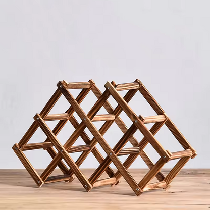 Foldable Grid Wooden Wine Holder - Natural / 3 Grids-Natural / 5 Grids-Natural / 6 Grids-Natural / 10 Grids-Brown / 3 Grids- Cellar Wall- 14010330