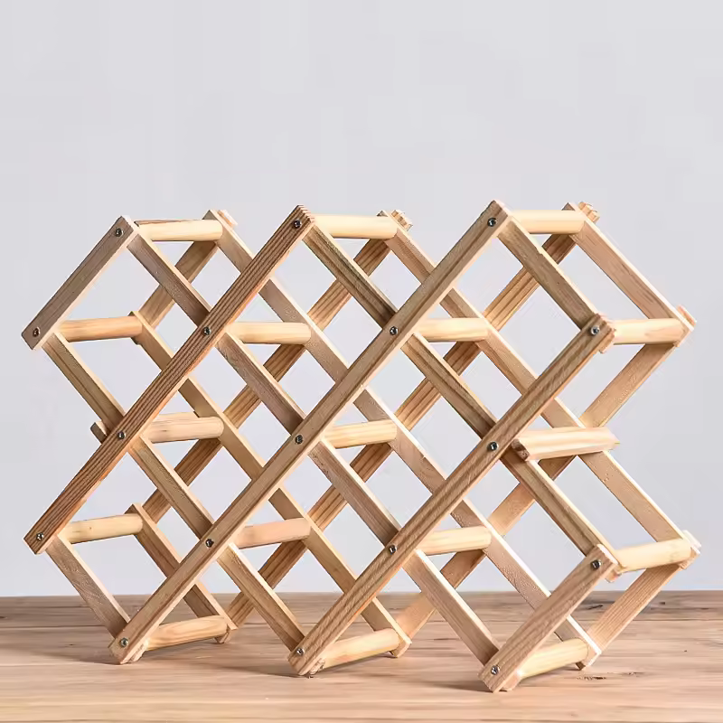 Foldable Grid Wooden Wine Holder - Natural / 3 Grids-Natural / 5 Grids-Natural / 6 Grids-Natural / 10 Grids-Brown / 3 Grids- Cellar Wall- 32459758