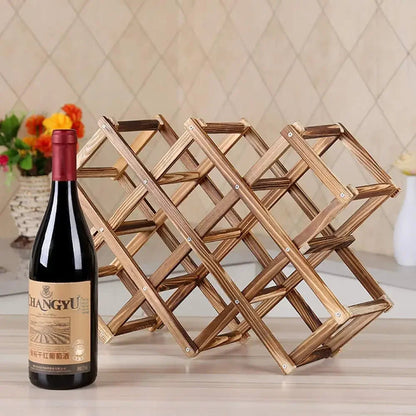 Foldable Grid Wooden Wine Holder - Natural / 3 Grids-Natural / 5 Grids-Natural / 6 Grids-Natural / 10 Grids-Brown / 3 Grids- Cellar Wall- 91874714