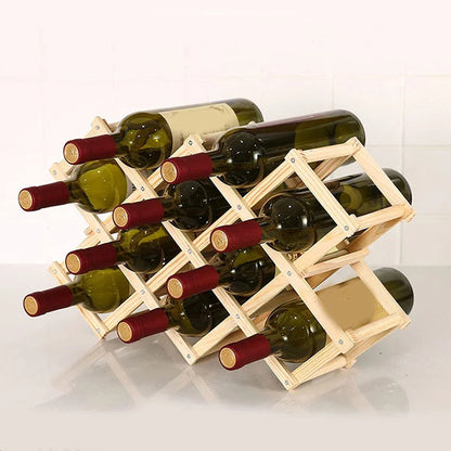 Foldable Grid Wooden Wine Holder - Natural / 3 Grids-Natural / 5 Grids-Natural / 6 Grids-Natural / 10 Grids-Brown / 3 Grids- Cellar Wall- 15393995