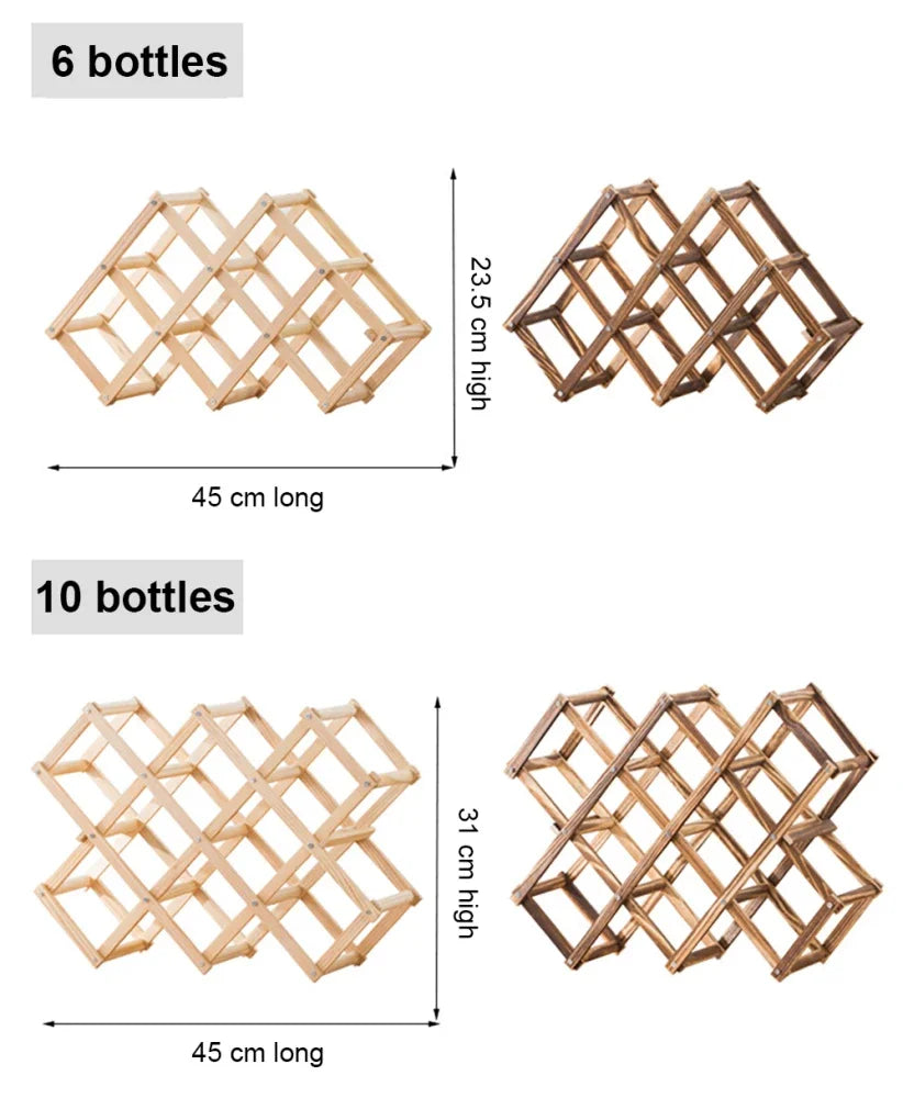 Foldable Grid Wooden Wine Holder - Natural / 3 Grids-Natural / 5 Grids-Natural / 6 Grids-Natural / 10 Grids-Brown / 3 Grids- Cellar Wall- 6057955