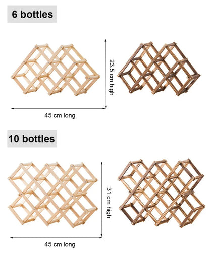Foldable Grid Wooden Wine Holder - Natural / 3 Grids-Natural / 5 Grids-Natural / 6 Grids-Natural / 10 Grids-Brown / 3 Grids- Cellar Wall- 6057955