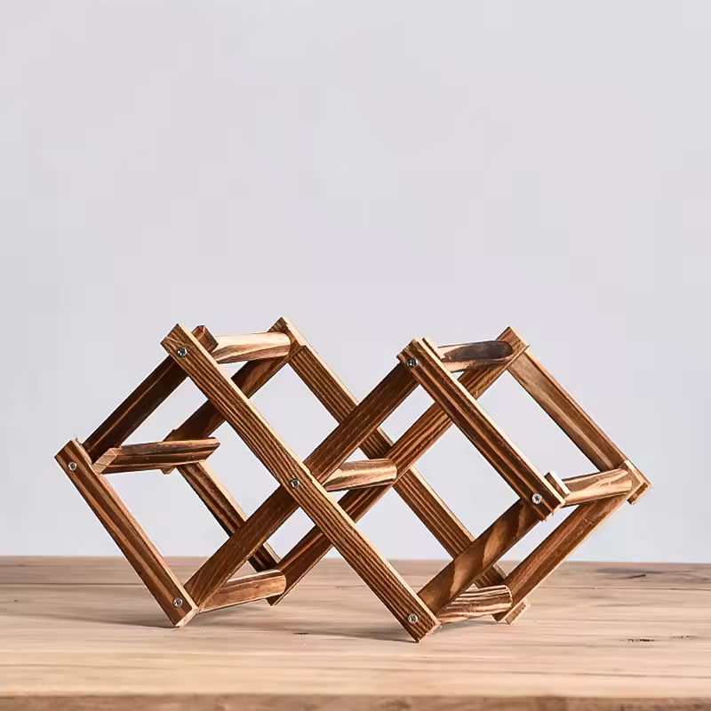 Foldable Grid Wooden Wine Holder - Natural / 3 Grids-Natural / 5 Grids-Natural / 6 Grids-Natural / 10 Grids-Brown / 3 Grids- Cellar Wall- 31693082