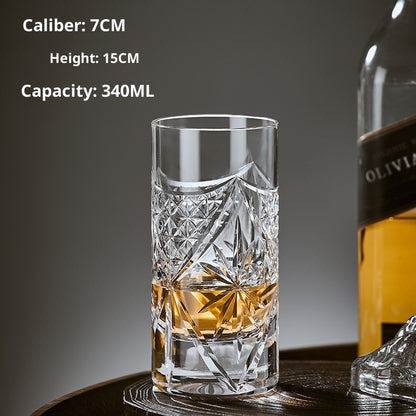 Hand Carved Whiskey Polished Carved Crystal Glasses - Short Sword Flower-Short SUNFLOWER-Short Circle Plaid-High Grid-High Sword Flower- Cellar Wall- 26812367