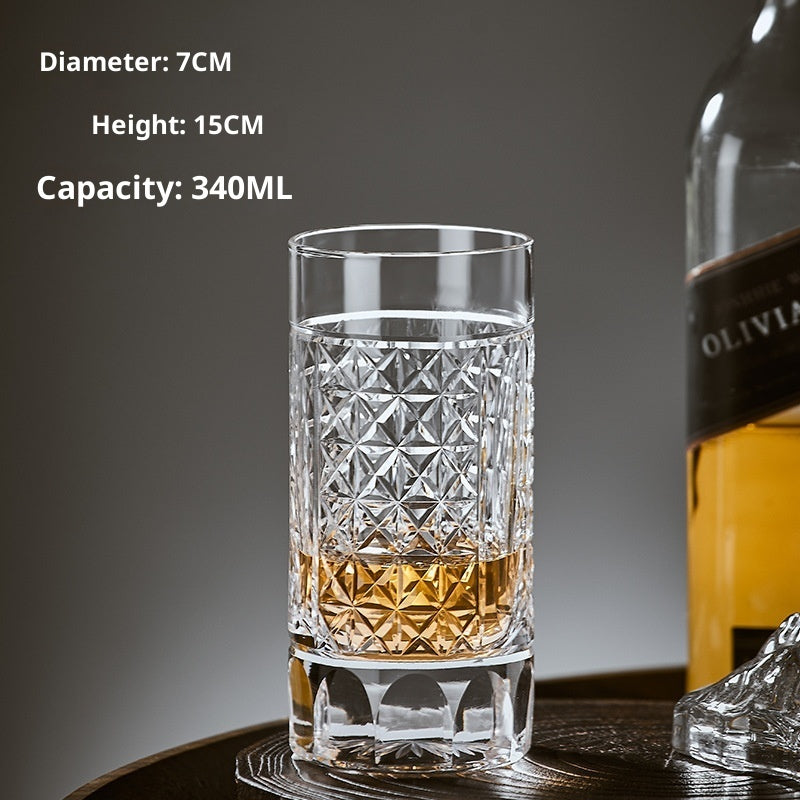 Hand Carved Whiskey Polished Carved Crystal Glasses - Short Sword Flower-Short SUNFLOWER-Short Circle Plaid-High Grid-High Sword Flower- Cellar Wall- 31720807