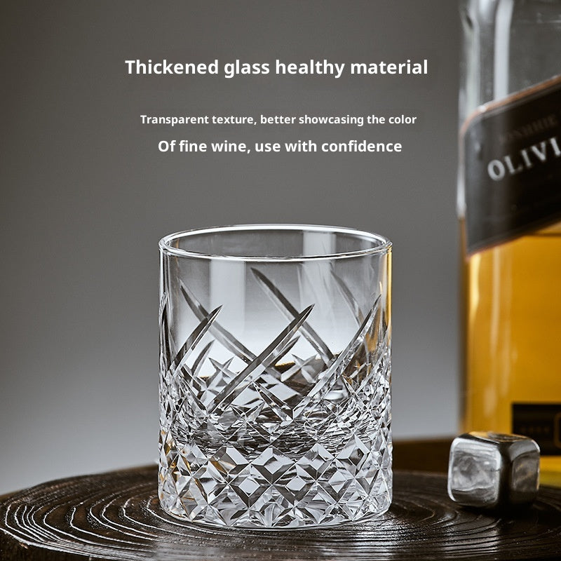 Hand Carved Whiskey Polished Carved Crystal Glasses - Short Sword Flower-Short SUNFLOWER-Short Circle Plaid-High Grid-High Sword Flower- Cellar Wall- 28609847