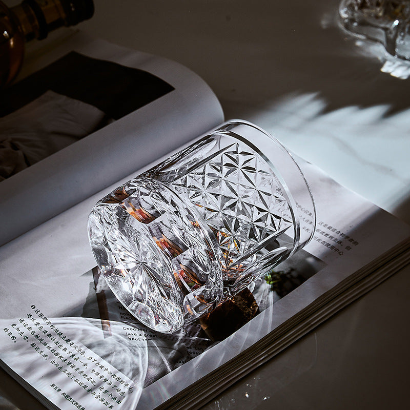 Hand Carved Whiskey Polished Carved Crystal Glasses - Short Sword Flower-Short SUNFLOWER-Short Circle Plaid-High Grid-High Sword Flower- Cellar Wall- 6060599