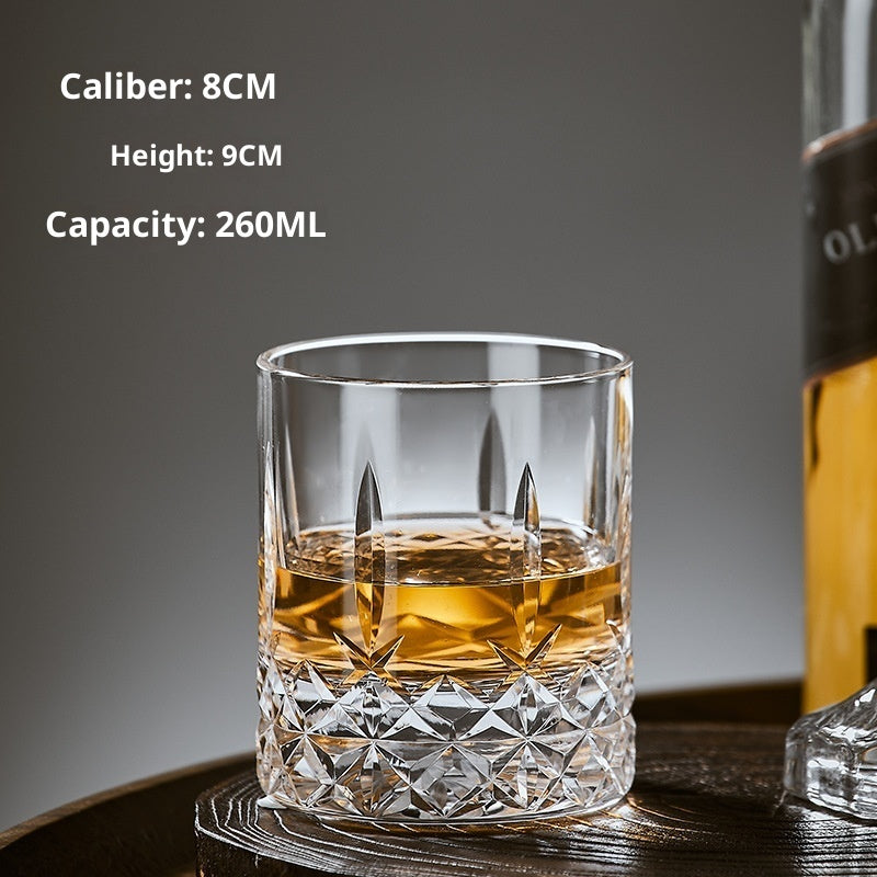 Hand Carved Whiskey Polished Carved Crystal Glasses - Short Sword Flower-Short SUNFLOWER-Short Circle Plaid-High Grid-High Sword Flower- Cellar Wall- 56897478