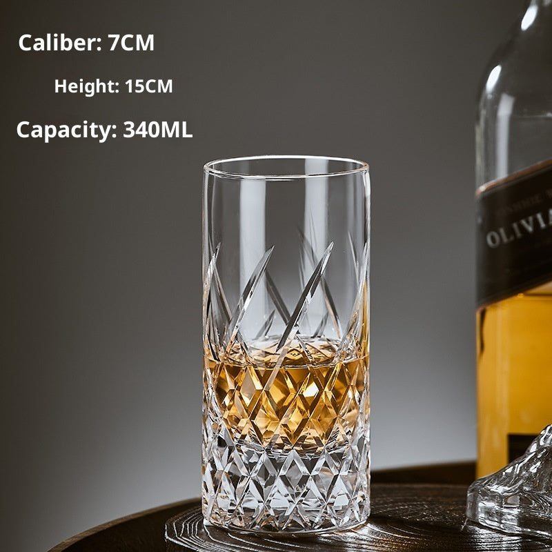 Hand Carved Whiskey Polished Carved Crystal Glasses - Short Sword Flower-Short SUNFLOWER-Short Circle Plaid-High Grid-High Sword Flower- Cellar Wall- 10206361