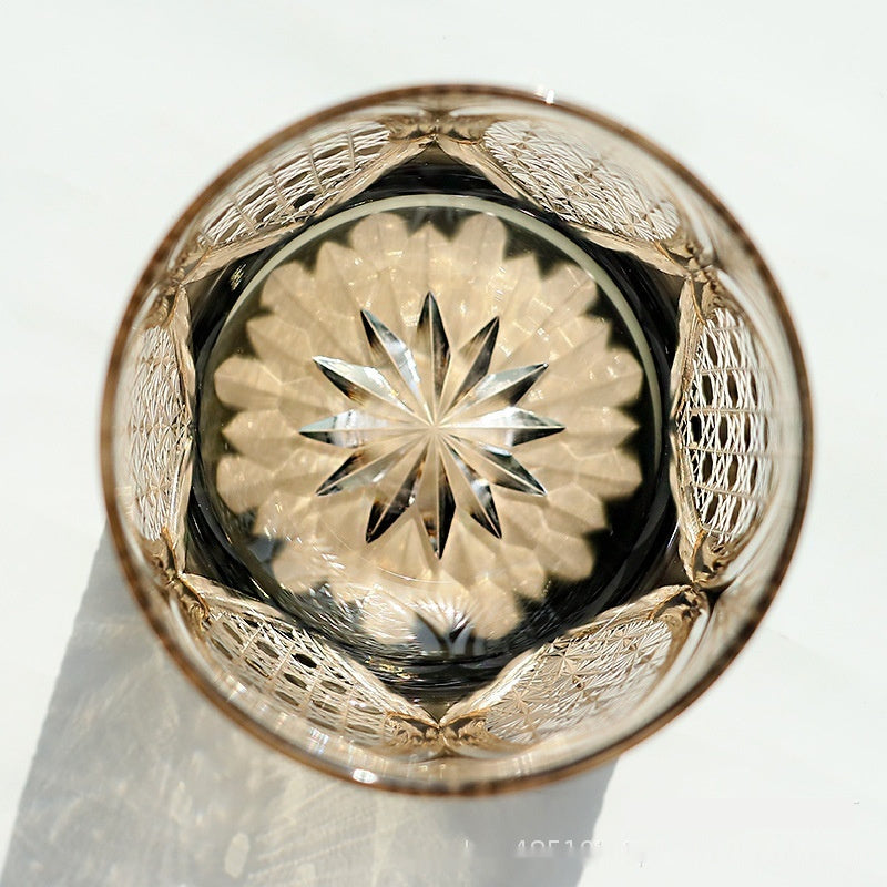 Japanese-style Crystal Glasses Carved Whiskey High-grade - Gray Lei Guang-Gray Far Thunder-Romantic-Gray Mist- Cellar Wall- 1276109