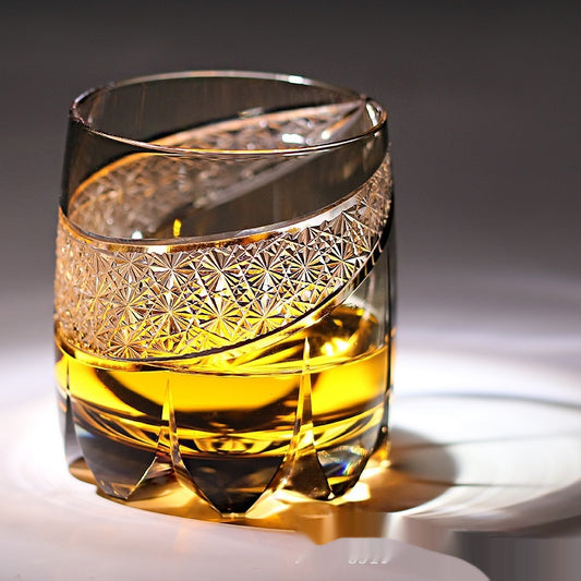 Japanese-style Crystal Glasses Carved Whiskey High-grade - Gray Lei Guang-Gray Far Thunder-Romantic-Gray Mist- Cellar Wall- 23152425