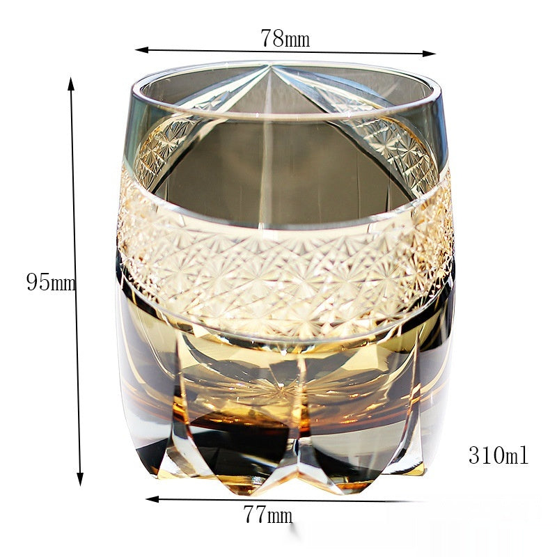 Japanese-style Crystal Glasses Carved Whiskey High-grade - Gray Lei Guang-Gray Far Thunder-Romantic-Gray Mist- Cellar Wall- 32270137