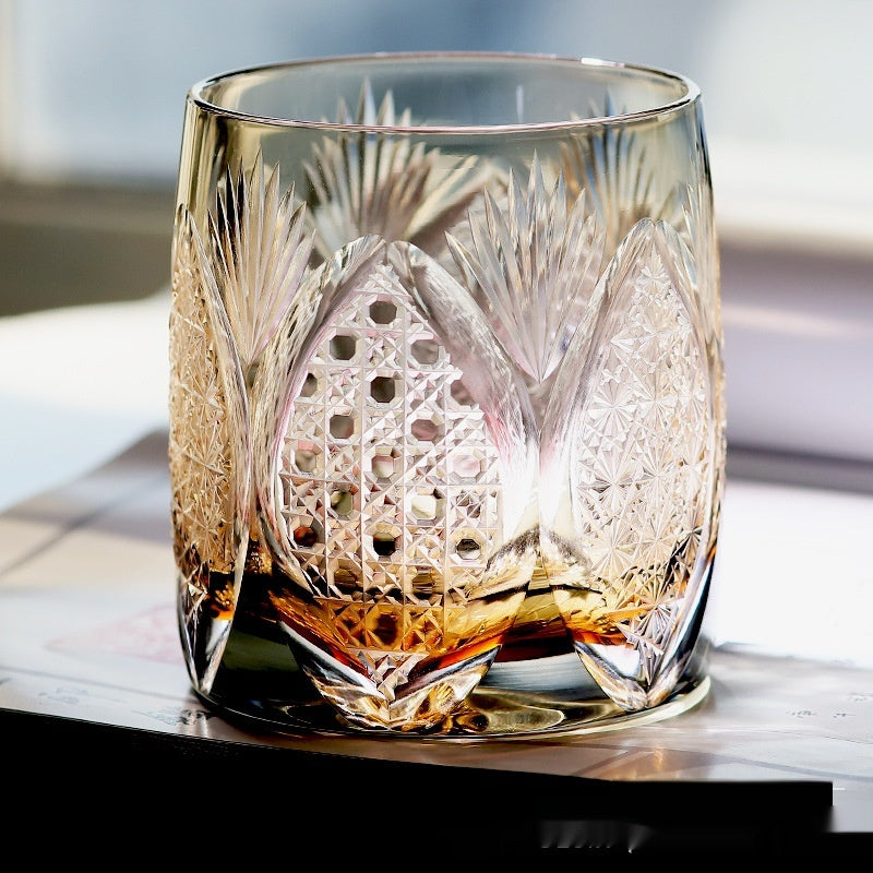 Japanese-style Crystal Glasses Carved Whiskey High-grade - Gray Lei Guang-Gray Far Thunder-Romantic-Gray Mist- Cellar Wall- 7014108