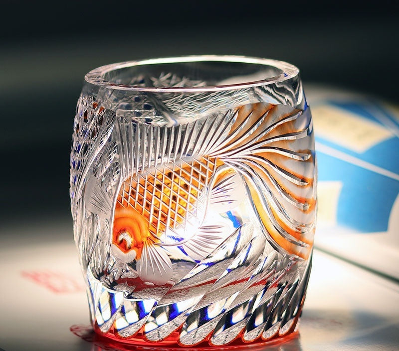 Japanese-style Jianghu Cut Cup Crystal Glasses Retro Affordable Luxury Whiskey - Xuanfeng-Dragon Cup-Danfeng-Blue Peacock-Green Peacock- Cellar Wall- 4687307