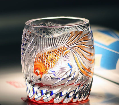 Japanese-style Jianghu Cut Cup Crystal Glasses Retro Affordable Luxury Whiskey - Xuanfeng-Dragon Cup-Danfeng-Blue Peacock-Green Peacock- Cellar Wall- 4687307