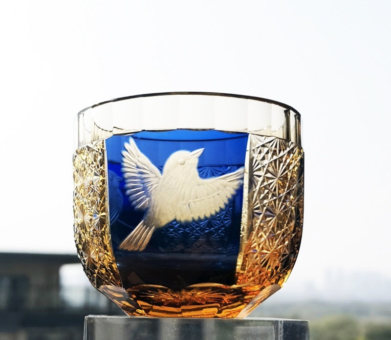 Japanese-style Jianghu Cut Cup Crystal Glasses Retro Affordable Luxury Whiskey - Xuanfeng-Dragon Cup-Danfeng-Blue Peacock-Green Peacock- Cellar Wall- 76167887