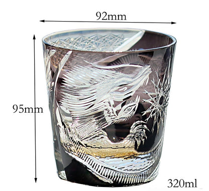 Japanese-style Jianghu Cut Cup Crystal Glasses Retro Affordable Luxury Whiskey - Xuanfeng-Dragon Cup-Danfeng-Blue Peacock-Green Peacock- Cellar Wall- 3716271
