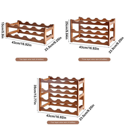 Layered Bamboo Wine Rack - 2 Layer - 6 Bottles-3 Layer - 9 Bottles-4 Layer - 12 Bottles-2 Layer - 8 Bottles-3 Layer - 12 Bottles- Cellar Wall- 52662010