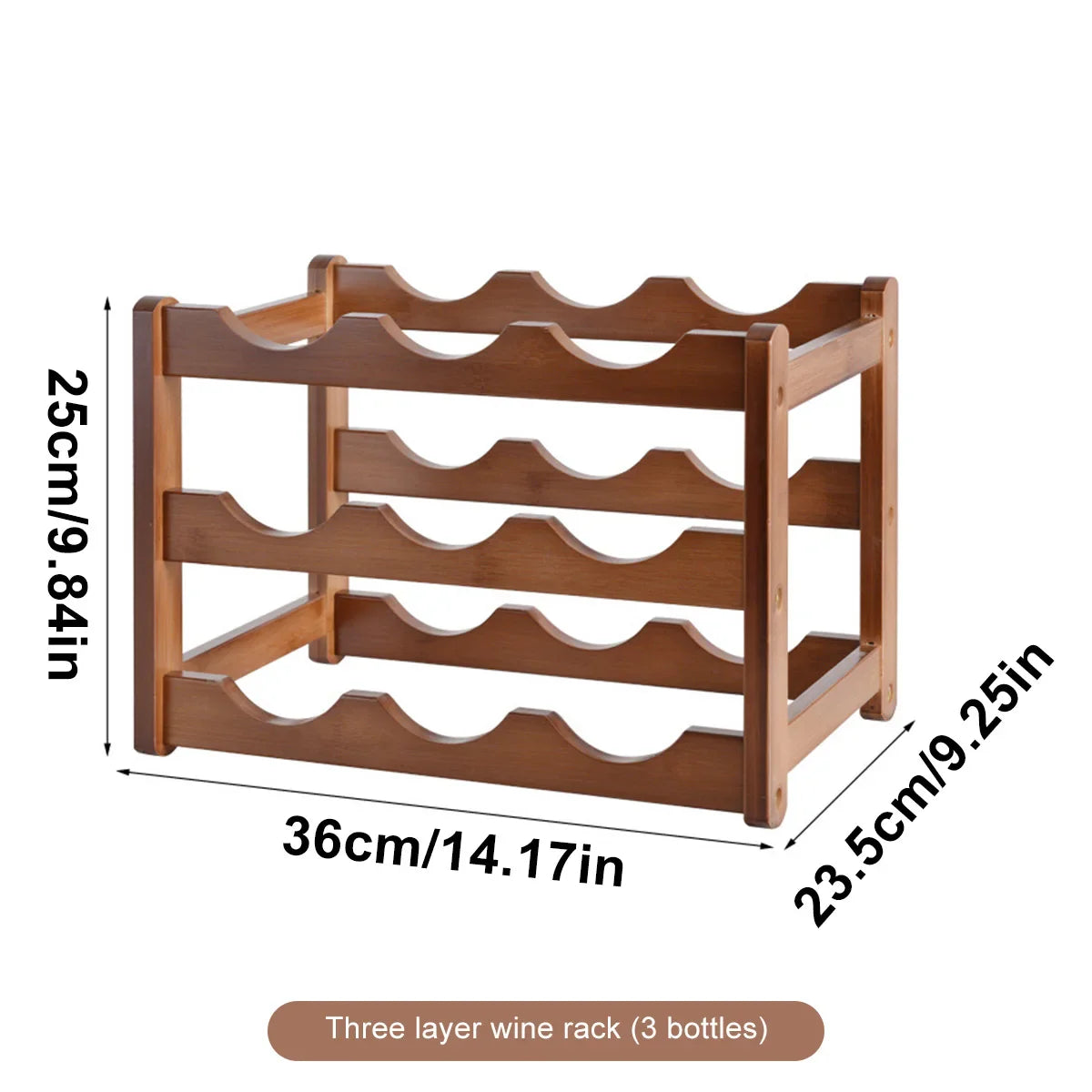 Layered Bamboo Wine Rack - 2 Layer - 6 Bottles-3 Layer - 9 Bottles-4 Layer - 12 Bottles-2 Layer - 8 Bottles-3 Layer - 12 Bottles- Cellar Wall- 74221799