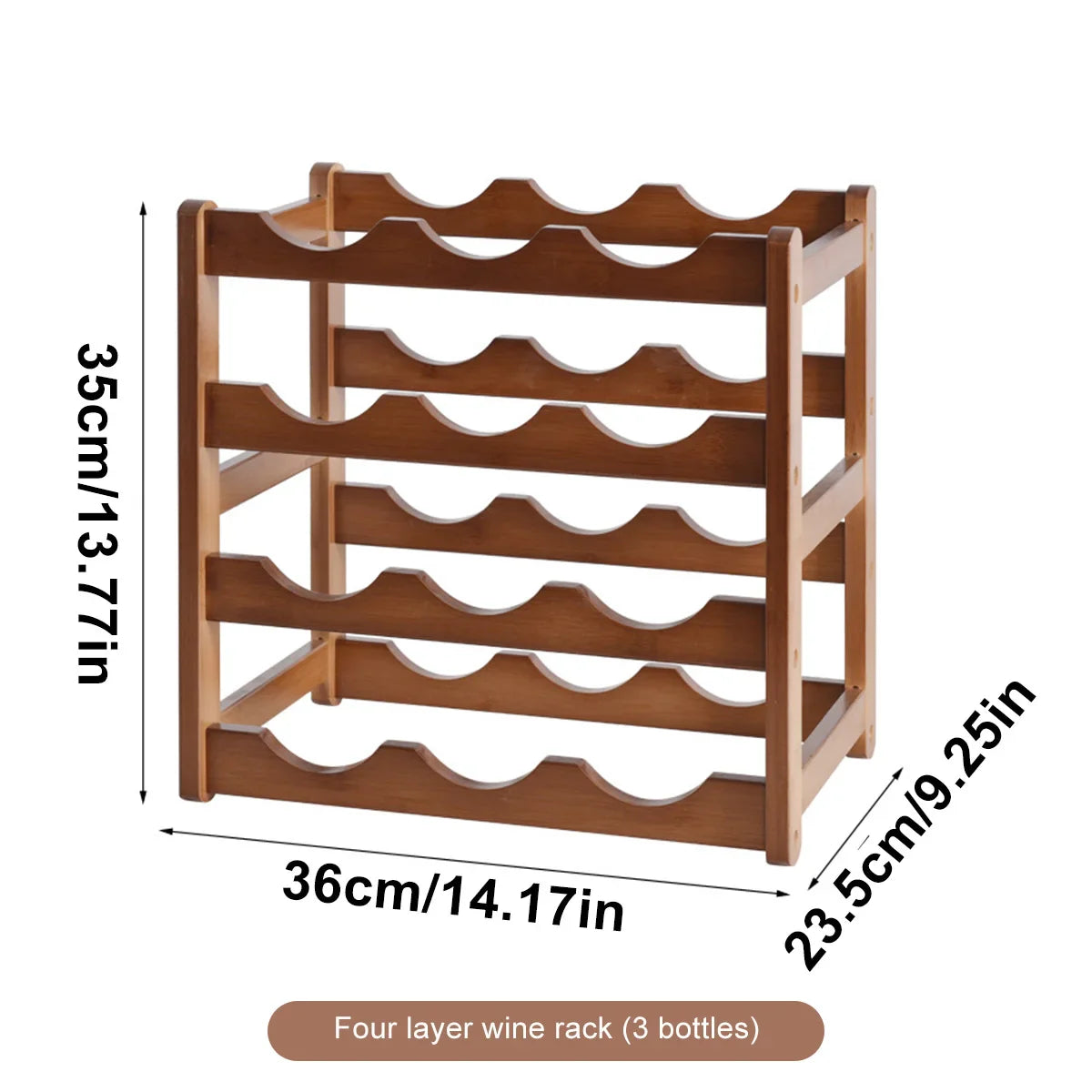Layered Bamboo Wine Rack - 2 Layer - 6 Bottles-3 Layer - 9 Bottles-4 Layer - 12 Bottles-2 Layer - 8 Bottles-3 Layer - 12 Bottles- Cellar Wall- 16497231