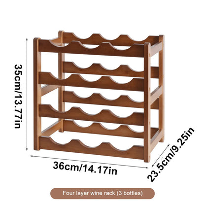 Layered Bamboo Wine Rack - 2 Layer - 6 Bottles-3 Layer - 9 Bottles-4 Layer - 12 Bottles-2 Layer - 8 Bottles-3 Layer - 12 Bottles- Cellar Wall- 16497231