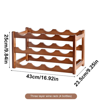 Layered Bamboo Wine Rack - 2 Layer - 6 Bottles-3 Layer - 9 Bottles-4 Layer - 12 Bottles-2 Layer - 8 Bottles-3 Layer - 12 Bottles- Cellar Wall- 7622438