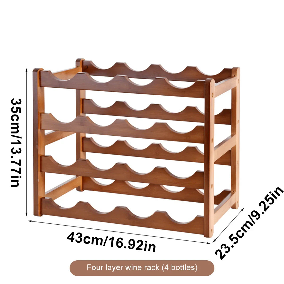 Layered Bamboo Wine Rack - 2 Layer - 6 Bottles-3 Layer - 9 Bottles-4 Layer - 12 Bottles-2 Layer - 8 Bottles-3 Layer - 12 Bottles- Cellar Wall- 12902695