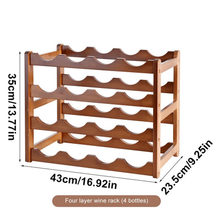 Layered Bamboo Wine Rack - 2 Layer - 6 Bottles-3 Layer - 9 Bottles-4 Layer - 12 Bottles-2 Layer - 8 Bottles-3 Layer - 12 Bottles- Cellar Wall- 12902695