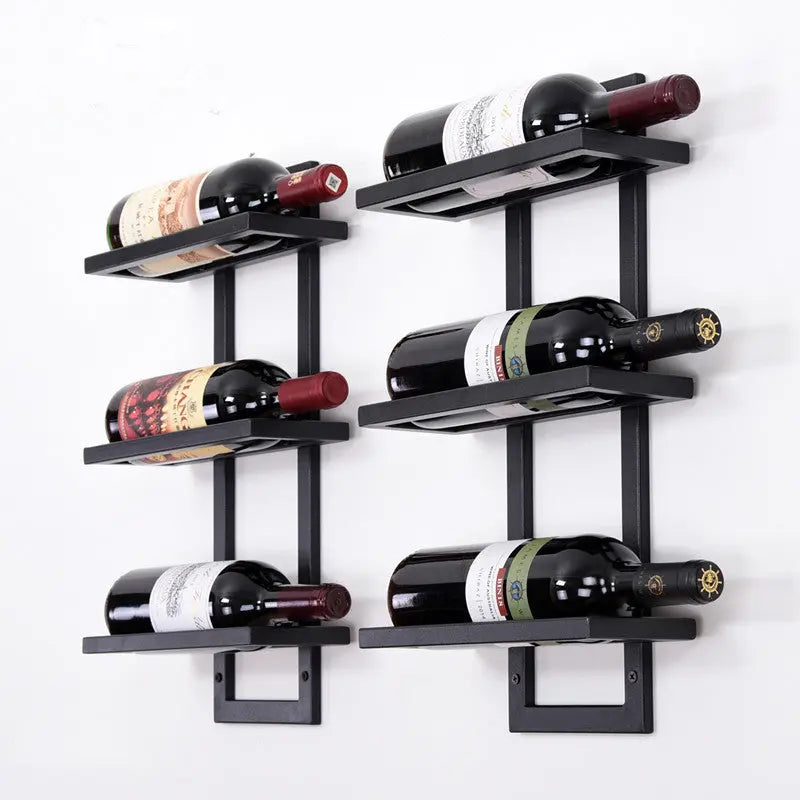 Modern Iron Wall Mounted Wine Holder 2-4 Bottles - Black / 2 Bottles-Black / 3 Bottles-Black / 4 Bottles-Gold / 2 Bottles-Gold / 3 Bottles- Cellar Wall- 66208603