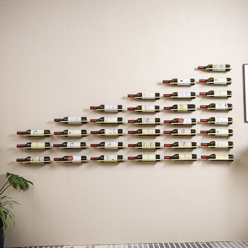Modular Modern Iron Wall-Mounted Wine Holder - Black-Bronze-Golden- Cellar Wall- 45880402
