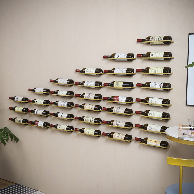 Modular Modern Iron Wall-Mounted Wine Holder - Black-Bronze-Golden- Cellar Wall- 89491205