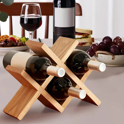 Natural Premium Wood Crossed Wine Rack - Default Title- Cellar Wall- 99210234