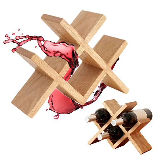 Natural Premium Wood Crossed Wine Rack - Default Title- Cellar Wall- 50801280