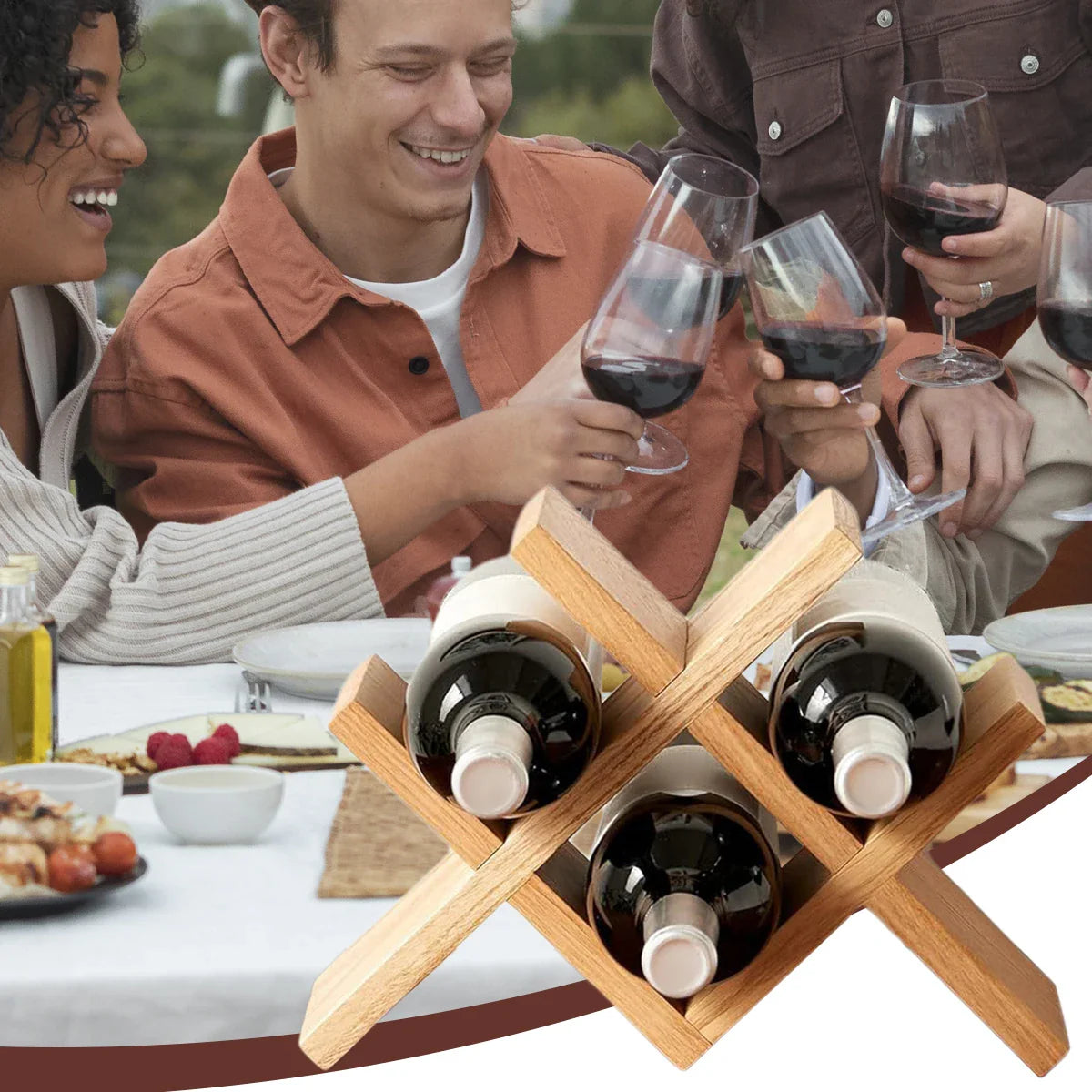 Natural Premium Wood Crossed Wine Rack - Default Title- Cellar Wall- 12006929