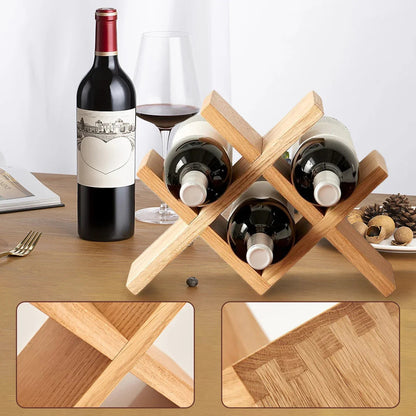 Natural Premium Wood Crossed Wine Rack - Default Title- Cellar Wall- 58423804