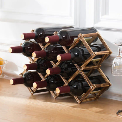 Foldable Grid Wooden Wine Holder